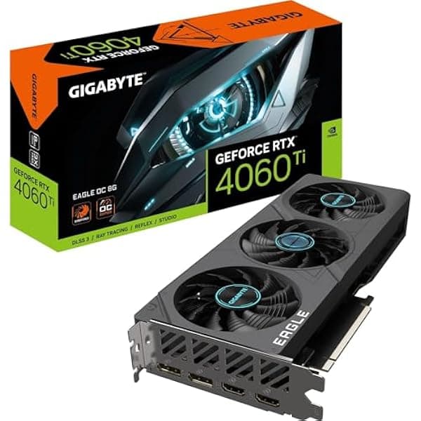 Gigabyte Tarjeta gráfica GeForce RTX 4060 TI Eagle OC 8GB - 8GB GDDR6 18Gbps 128bit, PCI-E 4.0,2X DisplayPort 1.4,2X HDMI 2.1a, NVIDIA DLSS 3, compatible con 4K, Ada Lovelace Arch, GV-N406TEAGLE OC-8GD
