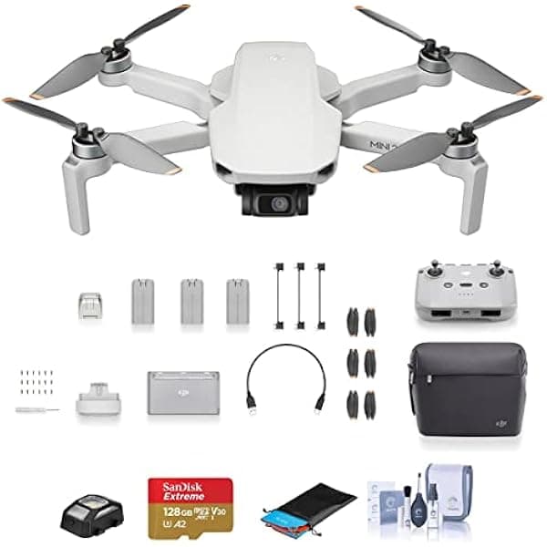 DJI Mini 2 SE Drone Fly More Combo Bundle con tarjeta microSD de 128 GB, luz anticolisión, plataforma de aterrizaje, kit de limpieza