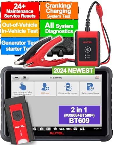 Autel Probador de batería, lector de código, MaxiBAS BT609 6V-12V batería 12-24V herramienta de análisis de sistema de manivela/carga, diagnóstico de todo el sistema, prueba de entrada y salida del TS608K