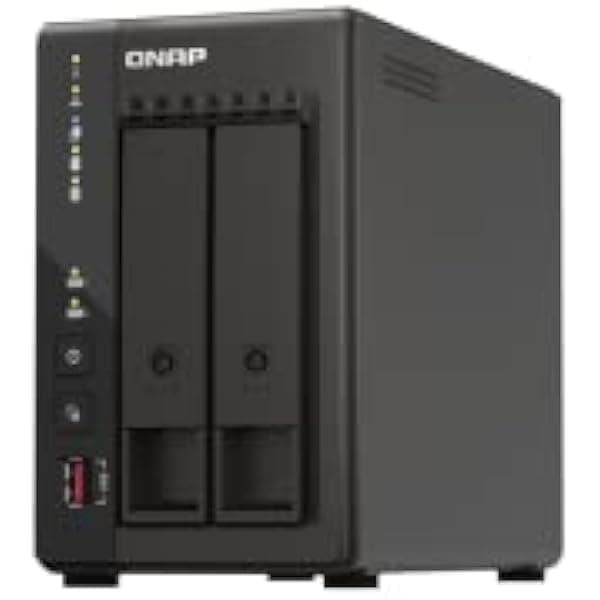 QNAP TS-253E-8G-US NAS de escritorio de alto rendimiento de 2 bahías con procesador Intel Celeron Quad-Core, 8 GB DDR4 RAM y conectividad de red dual de 2.5GbE (2.5G/1G/100M) (sin disco)