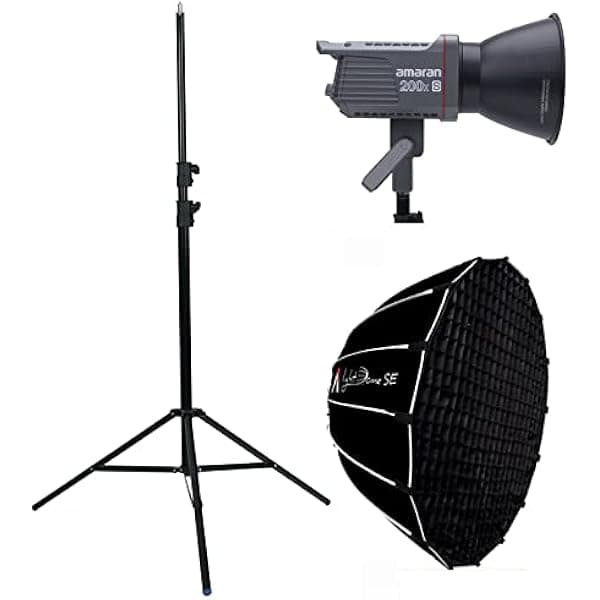 Aputure Amaran - Kit de soporte de luz de 200 W con cúpula de luz SE, luz de video LED bicolor de 200 W 2700-6500k con montaje Bowens Sidus Link App Control para producción de video EA-US-Ap00022