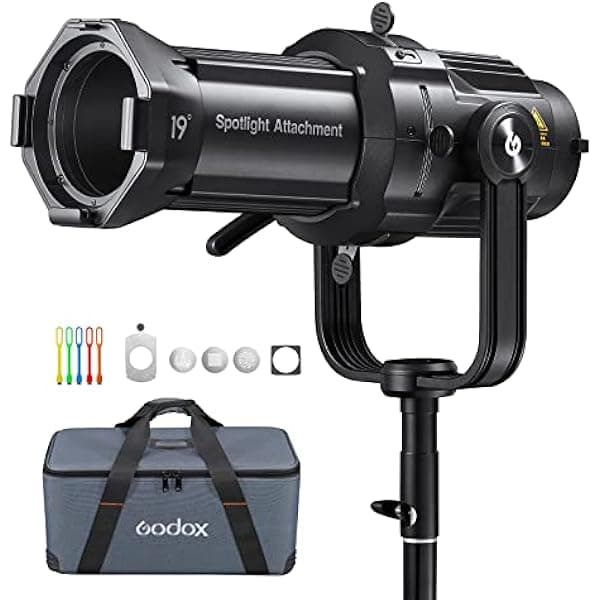 Godox VSA-19K - Accesorio de foco de 19° para monolight de luz LED de montaje Bowens con GOBO Set de modificador de lente de proyección para Bowens Mount Studio Strobe Monolight Flash y luces LED