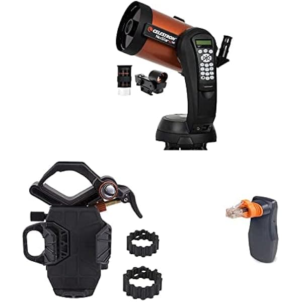 Celestron - Telescopio NexStar 6SE - Telescopio computarizado y NexYZ - Adaptador universal para teléfono inteligente de 3 ejes y módulo WiFi SkyPortal - Controla tu telescopio computarizado Celestron a través del teléfono inteligente