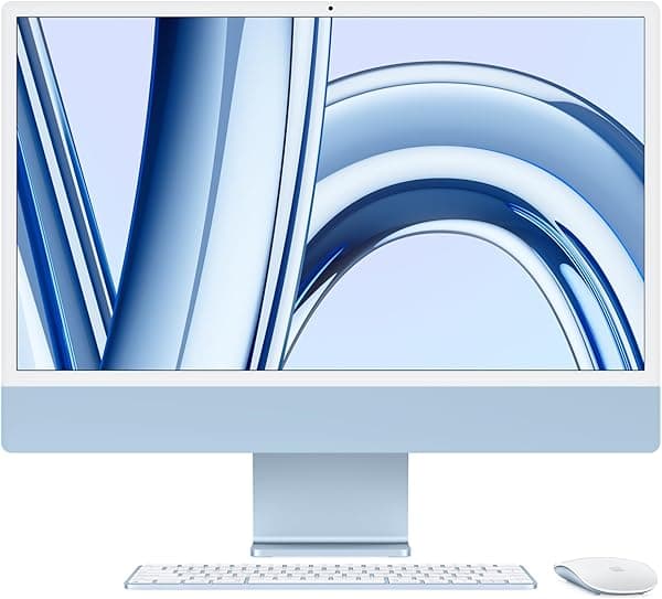Apple iMac 2023: All-in-One con Chip M3, CPU 8 núcleos, GPU 8 núcleos, Retina 24", 8GB RAM, 256GB SSD, Accesorios Combinados, Azul MQRC3LL/A