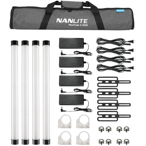 Nanlite PavoTube II 15XR Tubos CRMX Pixel de 2 pies con batería interna Kit de 4 luces (PT15XR4KIT) Pavotube II 15XR 2Kit