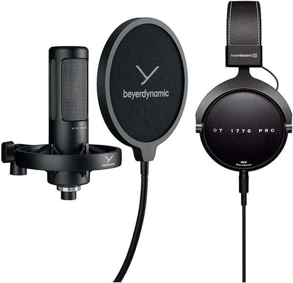 beyerdynamic DT 1770 Pro Auriculares de estudio, PRO X M90 Micrófono de condensador de dirección lateral (paquete)