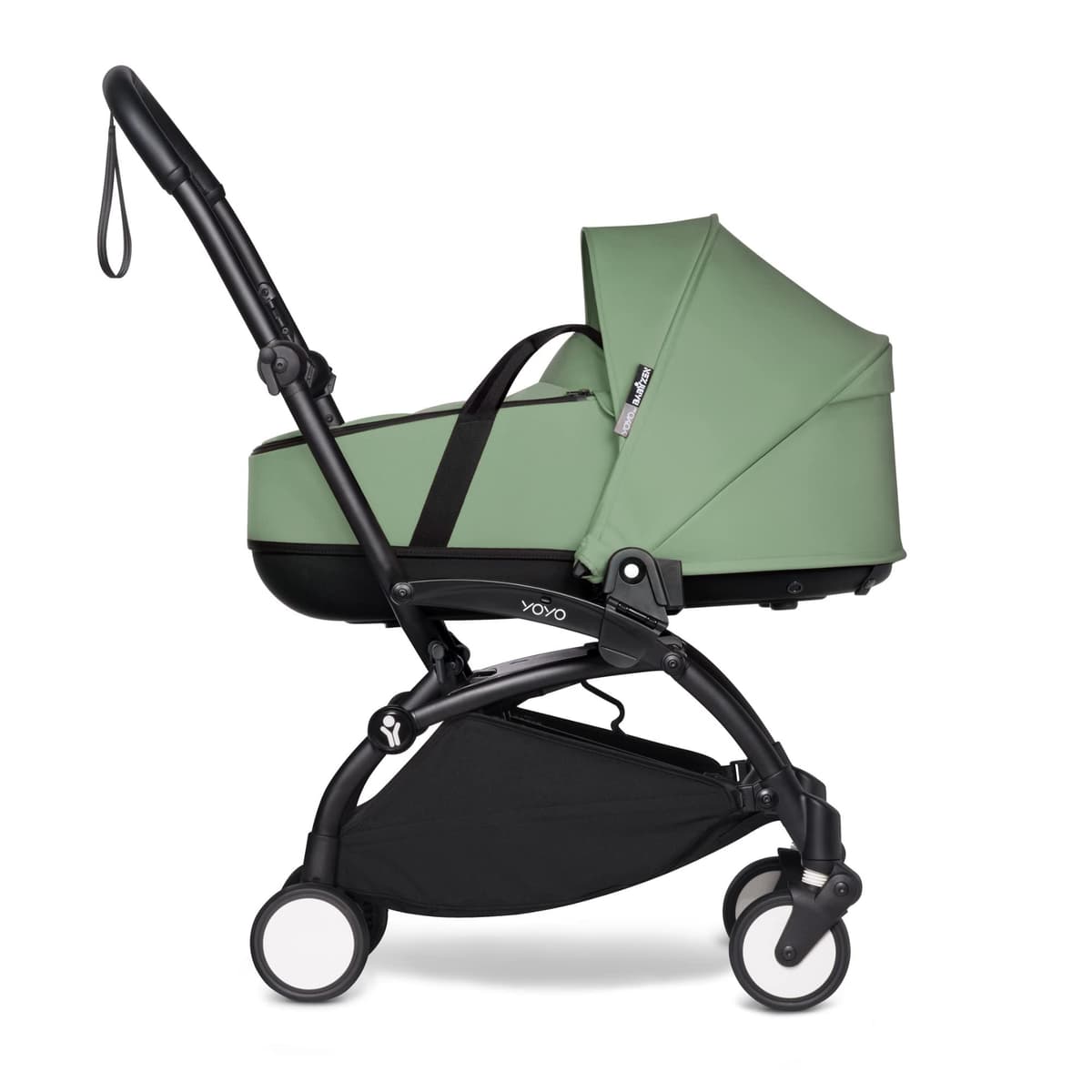 BABYZEN YOYO2 Black Frame + Peppermint Bassinet - Cochecito con colchón grueso doble, capota ventilada y cáscara (850022229282).