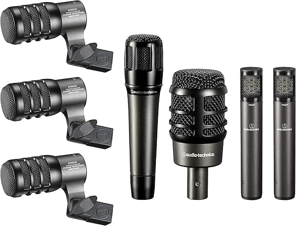 Audio-Technica ATM-DRUM7 Paquete de micrófonos de batería de 7 piezas con estuche