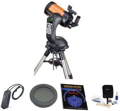 Celestron NexStar 5 SE Schmidt-Cassegrain - Telescopio computarizado, paquete con luz de flash de visión nocturna, libro de mapas del cielo, filtro lunar de 1.25 pulgadas, kit de limpieza NexStar SE