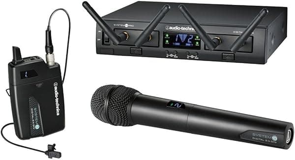 Audio-Technica Soporte de estante de micrófono Lavalier de mano de doble canal ATW-1312/L