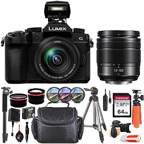 Panasonic Lumix DC-G95 - Cámara digital sin espejo con lente de 0.472-2.362 in + paquete de accesorios esenciales para principiantes que incluye lente de conversión de gran angular y teleobjetivo