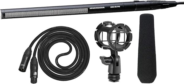 Sennheiser MKH 416-P48 Kit completo de micrófono shotgun para video, cine y radiodifusión con cable LyxPro XLR, espuma de parabrisas y montura antichoque