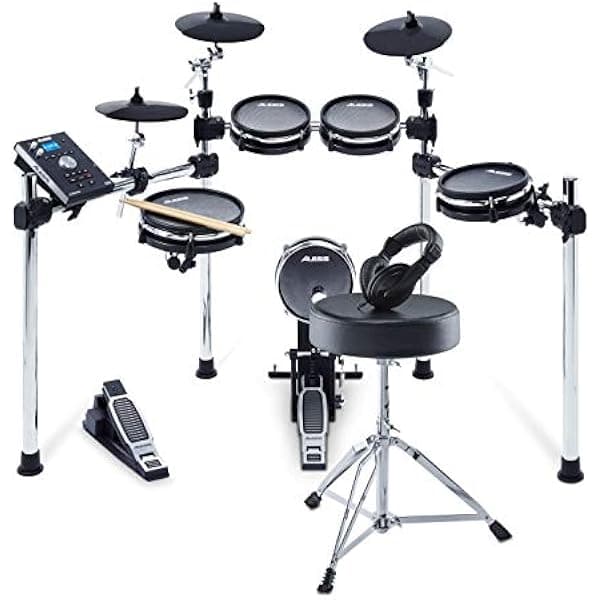Alesis Drums Command Mesh Kit Bundle - Batería electrónica con un kit de ocho piezas de malla, banqueta de batería, auriculares y baquetas