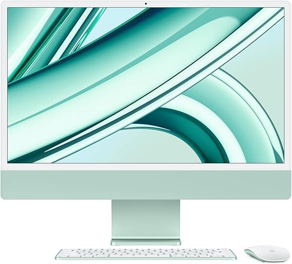 Apple Computadora de escritorio todo en uno iMac 2023 con chip M3: CPU de 8 núcleos, GPU de 10 núcleos, pantalla Retina de 24 pulgadas, memoria unificada de 8 GB, almacenamiento SSD de 256 GB MQRN3LL/A