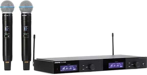 Shure Sistema de micrófono inalámbrico de doble canal con 2 micrófonos de mano BETA 58A, SLXD24D/B58-J52