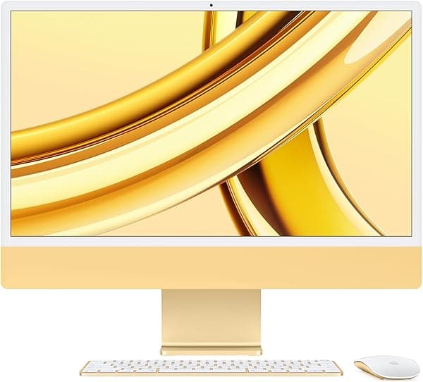 Apple Computadora de escritorio todo en uno iMac 2023 con chip M3: CPU de 8 núcleos, GPU de 10 núcleos, pantalla Retina de 24 pulgadas, memoria unificada de 8 GB, almacenamiento SSD de 256 GB MQRL3LL/A