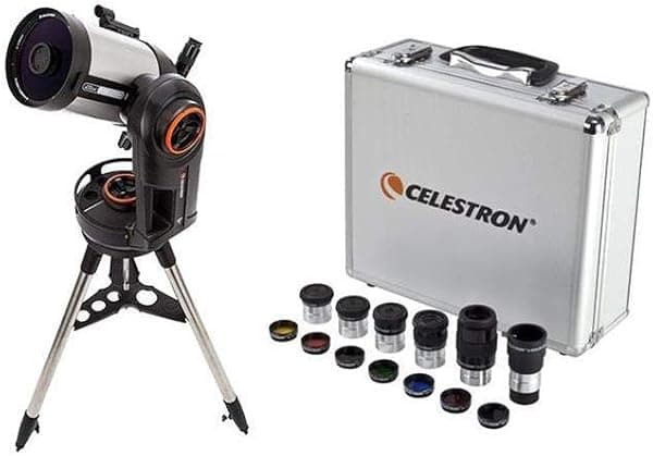 Celestron NexStar Evolution 6, telescopio Schmidt-Cassegrain con WiFi integrado, con kit de accesorios de lujo (5 oculares Celestron Plossl, lente Barlow de 1.25 pulgadas, juego de filtros de 1.25
