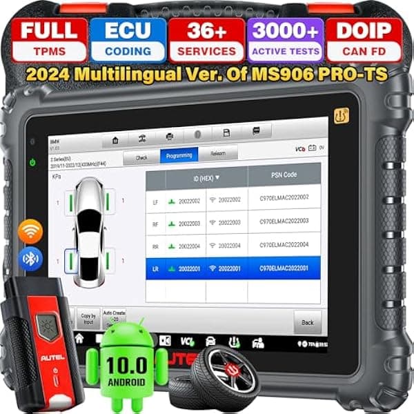 Autel Escáner MaxiCOM MK906S PRO-TS Android 10, 2024 Superfast Ver. de MK906PRO TS MaxiSys MS906 PRO-TS MS906 PRO MS906TS MS906 MK908 II, Programación TPMS completa, codificación ECU, 36+ servicios