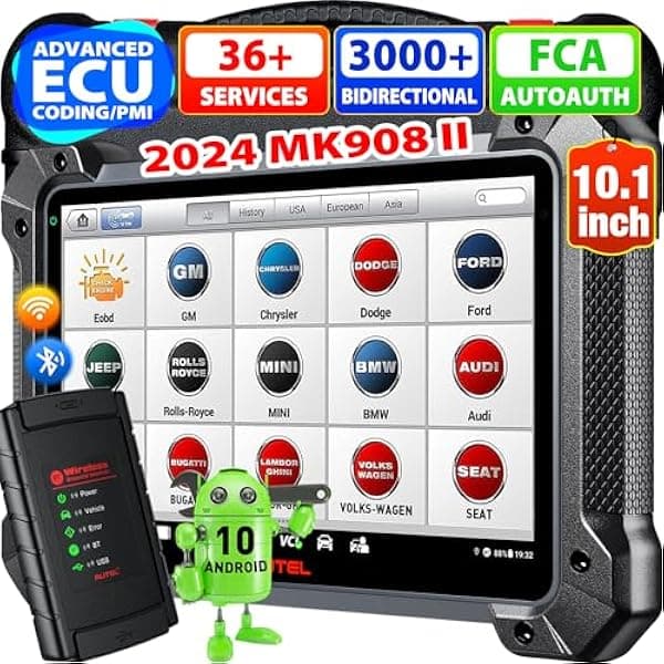 Autel Escáner MaxiCOM MK908 II: Android 10 2024, actualizado de MK908/MS906BT/MS906 Pro, la misma codificación ECU que MK908 Pro II/MS908S Pro II, servicio 38+, OE todo el sistema, escaneo automático Autel MaxiCOM MK908