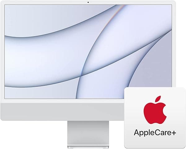 Apple Computadora de escritorio todo en uno iMac 2023 con chip M3: CPU de 8 núcleos, GPU de 10 núcleos, pantalla Retina de 24 pulgadas, almacenamiento SSD de 256 GB. Funciona con iPhone/iPad; plateado