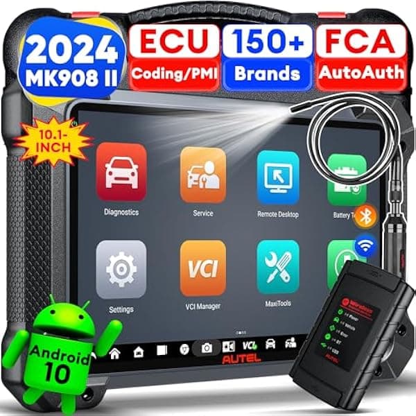 Autel MaxiCOM MK908 II con $60 MV108S, AutoScan 2.0, 2024 actualizado de MK908/MaxiSys MS908S MS906 PRO MS906BT, Adaptación avanzada de codificación ECU, prueba activa, 36+ servicios, soporte BT506