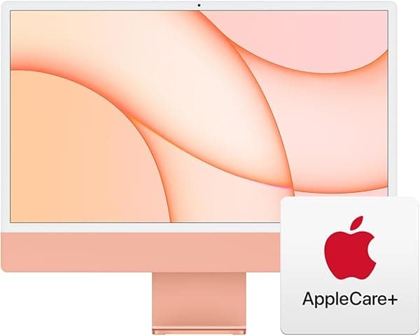 Apple Computadora de escritorio todo en uno iMac 2023 con chip M3: CPU de 8 núcleos, GPU de 10 núcleos, pantalla Retina de 24 pulgadas, almacenamiento SSD de 256 GB. Funciona con iPhone/iPad; naranja