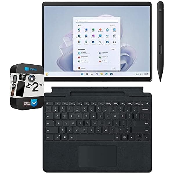 Microsoft QIL-00001 Surface Pro 9 Tableta táctil de 13 pulgadas, Intel i7, 16 GB/256 GB, teclado Surface Pro Platinum, Surface Slim Pen 2 y 2 años CPS Paquete de protección mejorada E91MSQIL00001