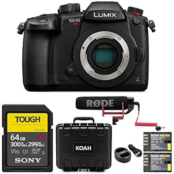 Panasonic LUMIX GH5s Cuerpo de cámara sin espejo con tarjeta de 64 GB y paquete de accesorios DC-GH5S