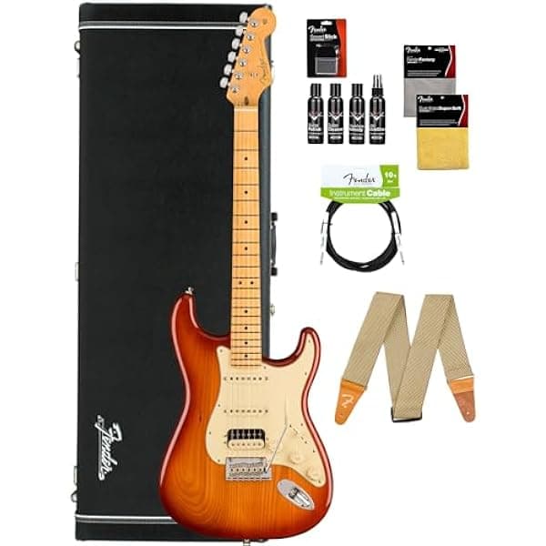 Fender American Professional II Stratocaster HSS Guitarra Electrica Made in USA Cuerpo Roasted Pine Sienna Sunburst Pickups V-Mod II Double Tap + Estuche, Correa, Cable y Kit de Limpieza 113912747
