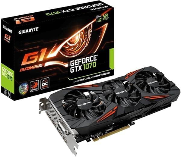 GIGABYTE GV-N1070G1 GAMING-8GD REV2.0 GeForce GTX 1070 G1 Tarjeta gráfica para computadora