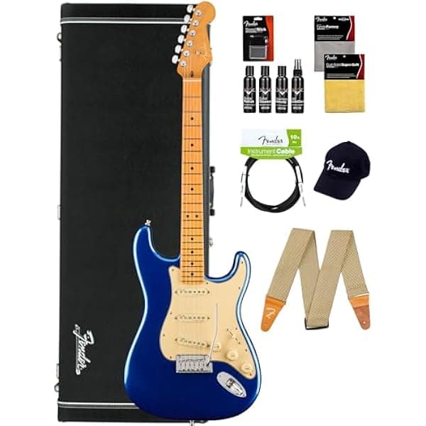 Fender American Ultra Stratocaster Guitarra Electrica SSS Cobra Blue Cuerpo Alder Diapason Maple Ultra Noiseless Vintage S-1 Tremolo 2 Puntos Estuche Rigido 118012795