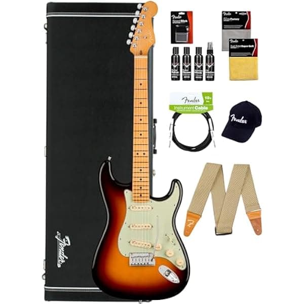 Fender American Ultra Stratocaster Guitarra Electrica SSS Ultraburst Diapason de Arce 22 Trastes Ultra Noiseless Tremolo 2 Puntos Switch S-1 con Estuche Rigido 118012712