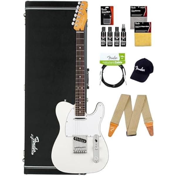 Fender American Ultra Telecaster Arctic Pearl Guitarra Electrica Cuerpo Alder Diapason Rosewood 22 Trastes Pickups Ultra Noiseless Vintage Tele Switch S-1 con Estuche 118030781