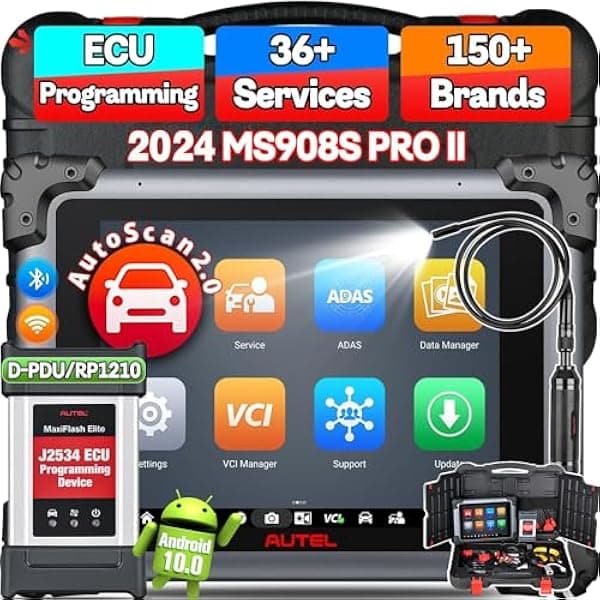 Autel MaxiSys MS908S Pro (incluye kit de adaptadores valuado en $260 y MV108), escáner de diagnóstico automotriz, adaptación de codificación y programación J2534 ECU, actualización 2023 de MaxiCOM MK908P Elite, 36+ servicios, FCA AutoAuth MaxiSYS MS908S PRO II