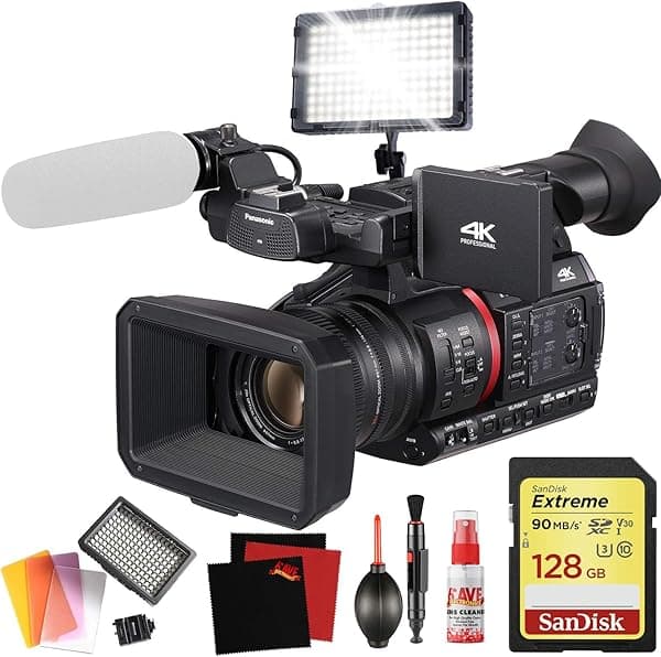 Panasonic AG-CX350 4K Videocámara con Tarjeta de Memoria 128GB - Kit de Luces Profesionales