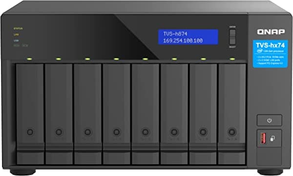 QNAP TVS-h874-i5-32G Procesador Intel Core i5, 32 GB de RAM, NAS de ampliabilidad PCIe Gen 4 para aplicaciones de virtualización