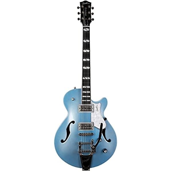 Godin Guitarra eléctrica de cuerpo semihueco de 6 cuerdas, derecha, azul imperial, completa (051595)