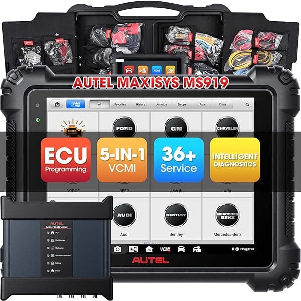 Autel Maxisys MS919 - Escáner, igual que Autel Ultra, escáner de diagnóstico inteligente superior 2024 con VCMI 5 en 1 ($2000), programación y codificación de ECU, más de 38 servicios Autel-MS919-US