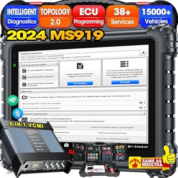 Autel MaxiSys MS919, igual que MSUltra, escáner de diagnóstico inteligente 2.0, más inteligente que el motor TruSpeed, 5 en 1 VCMI 2000, topología 2.0, programación de ECU, reinicio