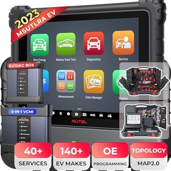 Autel Escáner MaxiSys Ultra EV: 2023 UltraEV con kit EVDiag MaxiFlash VCMI, actualizado de programación Elite II Pro MS909EV, J2534, sistema de alto voltaje, análisis de batería, mapa de topología Newest Ultra EV