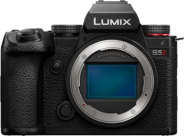 Panasonic LUMIX S5II Cámara sin espejo, 24.2MP Full Frame con AF híbrido de fase, nueva tecnología Active I.S. y grabación ilimitada de 10 bits 4:2:2 - DC-S5M2BODY Negro