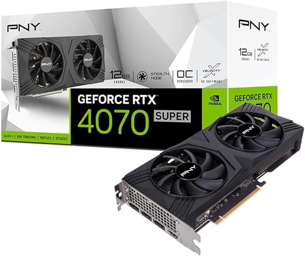 PNY GeForce RTX 4070 Super 12GB Verto Overclocked Dual Fan Tarjeta Gráfica DLSS 3 VCG4070S12DFXPB1-O