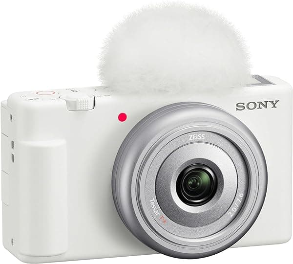 Sony ZV-1F Cámara de Vlogs para Creadores de Contenido y Vloggers Color Blanco (Sony ZV1F/W)