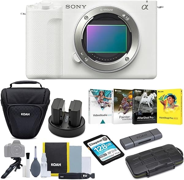 Sony Alpha ZV-E1 Full Frame Mirrorless Vlog Camera (ILCZV-E1/B, Blanco) Paquete (6 artículos) ILCZVE1/W