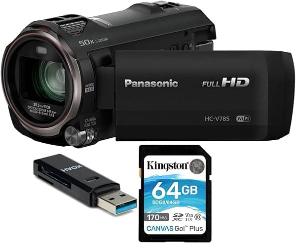 Panasonic HC-V785K Full HD Video Camera Camcorder Bundle con 64GB 170MB/s SD Card y 2-en-1 USB 3.0 Card Reader (3 artículos) HC-V785K_K1