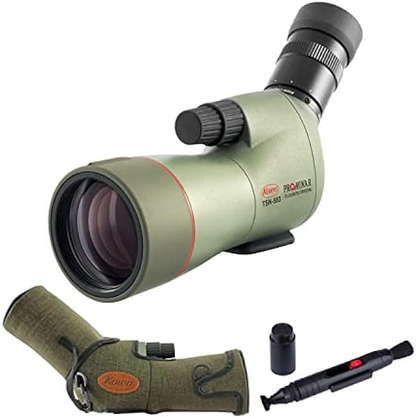 Kowa TSN-553 15-1.772x2.165 in Fluorite Prominar Angled Spotting Scope Bundle con pluma de limpieza de lentes y trípode (3 artículos) KSO-TSN-553_K2