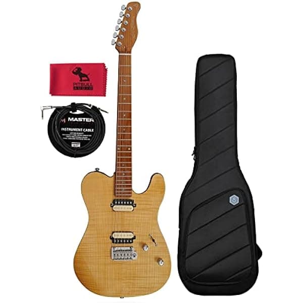 PitbullAudio Sire Larry Carlton T7 FM Guitarra natural con funda acolchada, cable y paño de audio Pitbull T7FM-NT