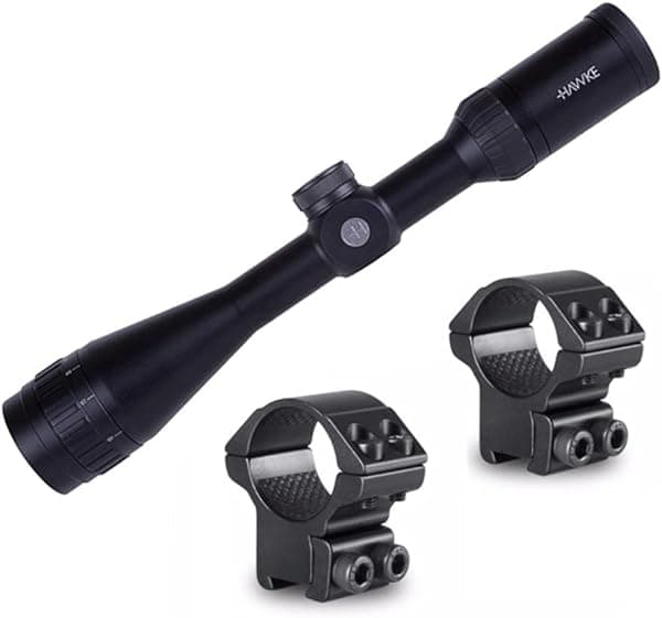 Hawke Sport Optics Airmax EV 4-12x40AO AMX Riflescope y anillos de montaje (2 artículos) 13130