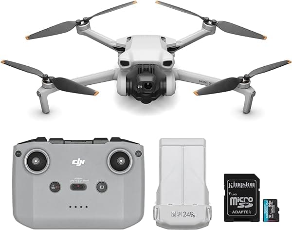 DJI Mini 3 Camera Drone con Controlador RC-N1 - Excelencia en Fotografía Aérea 4K - Cuadricóptero Compacto con Tarjeta MicroSDXC de 64GB (2 Items) SDCG364GB_K13