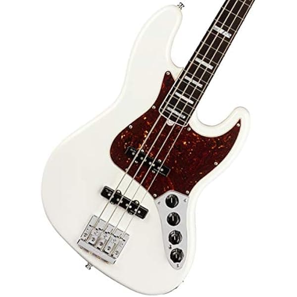 Fender American Ultra Jazz Bass Arctic Pearl con diapasón de palisandro (Fender 199020781)